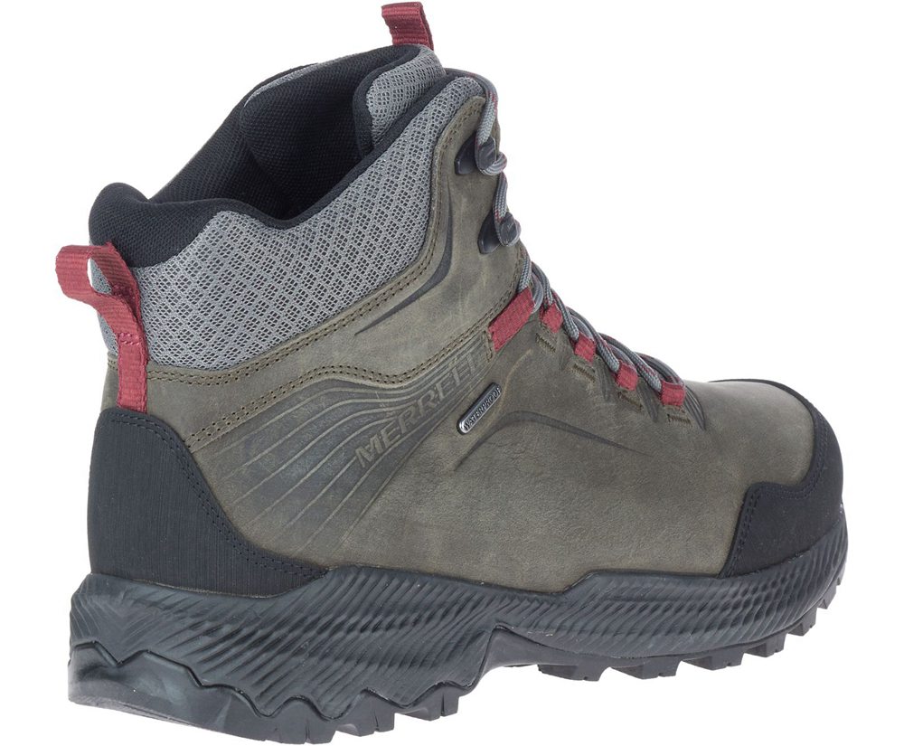 Kozaki Merrell Męskie Oliwkowe/Czarne - Forestbound Mid Waterproof - 962741-LBC